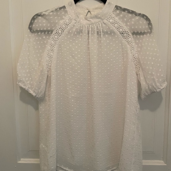 D2R White Lace Mock-neck Blouse xs - Picture 5 of 5